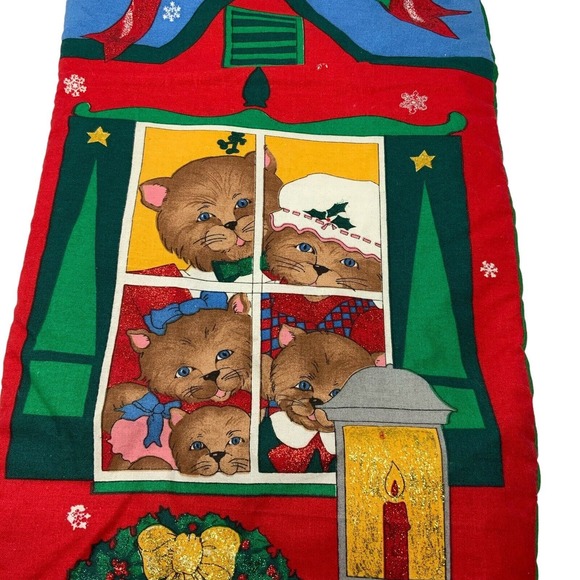 Vintage‎ Extra Large Jumbo Christmas Stocking Mice Cat Family Mouse Kitten - Picture 4 of 10